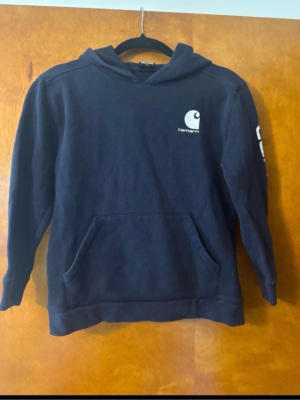 Carhartt Kids Navy Hooded Sweatshirt with Logo